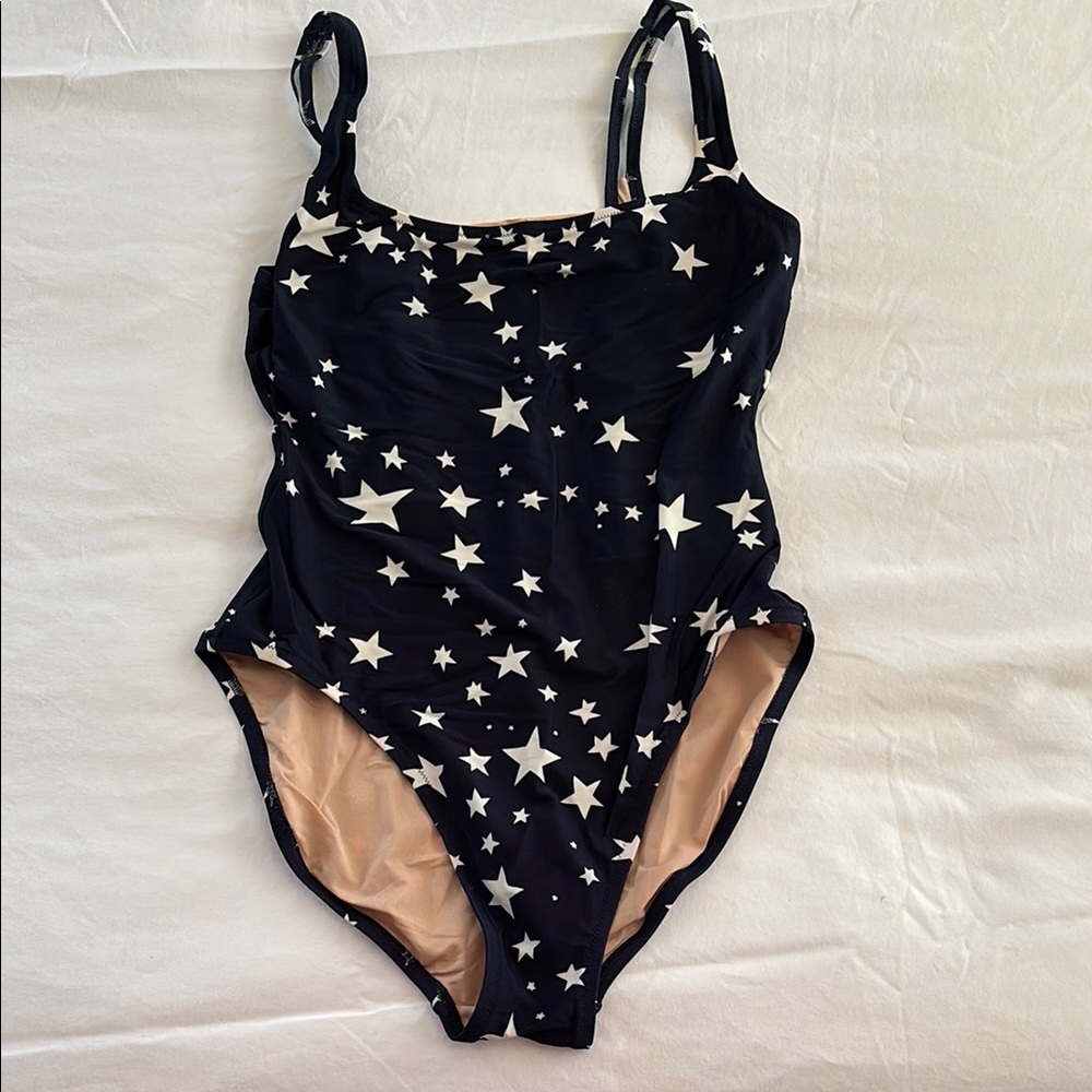 J. Crew Factory Blue and White One Piece Swimsuit